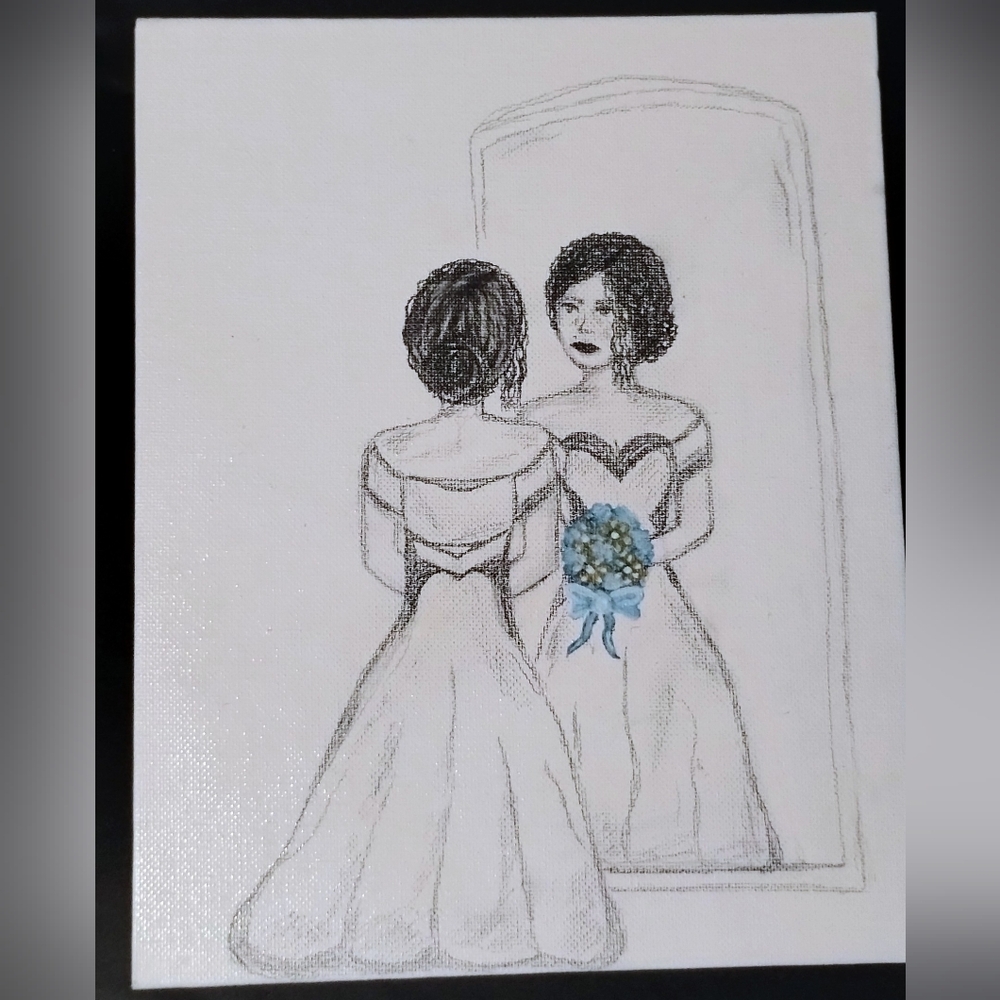 Elegant Bride Reflection Canvas Art 8x10